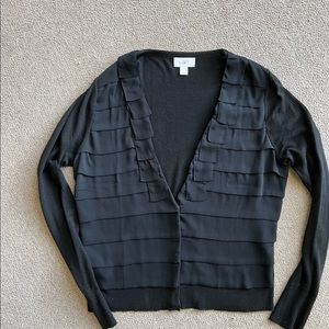 LOFT SWEATER BLACK CARDIGAN V NECK SIZE LARGE